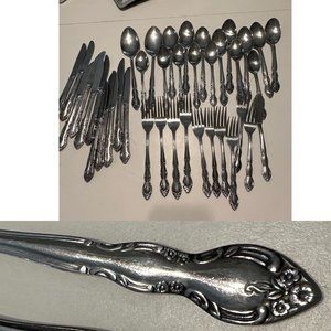 39pcs Imperial Stainless Fleurette Silverware  Japan floral Knife Fork Spoon